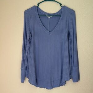 Jane and Delancey Ribbed V Neck Long Sleeve